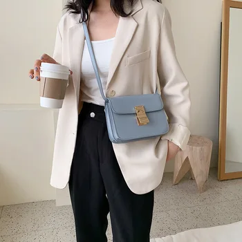 

2020 new European and American fashion lock tofu bag shoulder fashion simple messenger handbag