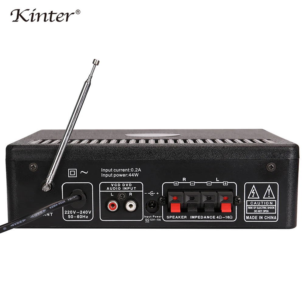 Kinter 009 караоке усилитель аудио hifi стерео звук 2CH DC12V AC220V с USB SD AUX Mic вход регулировка