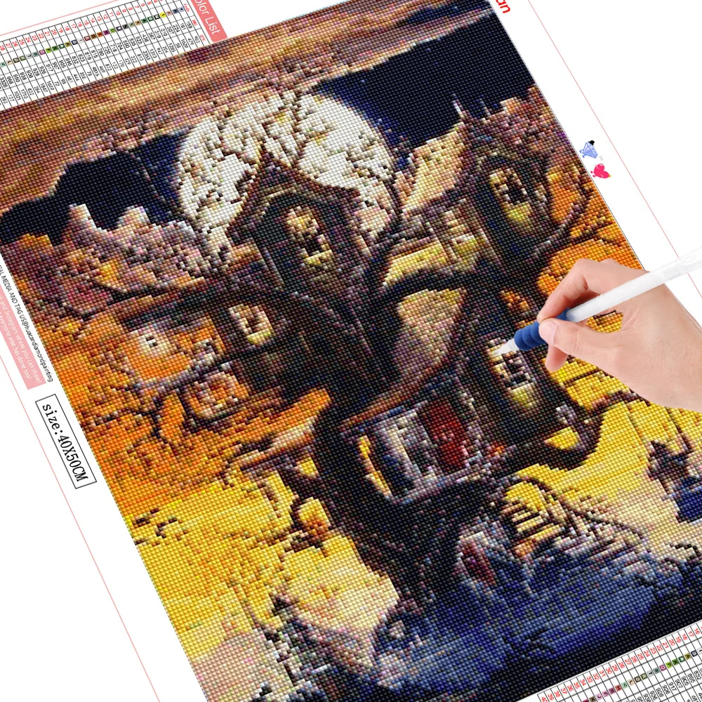 Хуакан Хэллоуин Алмазная краска ing Tree DIY полностью квадратная дрель вышивка