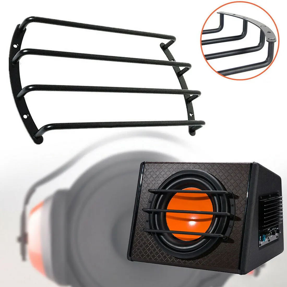 8"/10"/12" Subwoofer Guard Bar Anticollision Metal Rounded Edges Auto