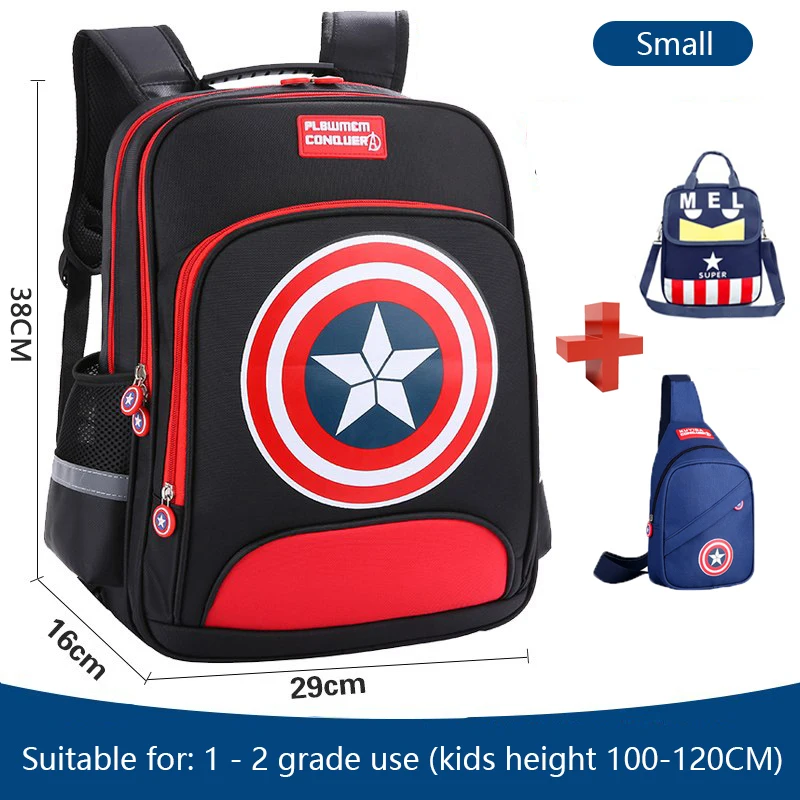 Детский Школьный рюкзак для мальчиков начальной школы 1, 2, 3 лет, 6, 12 лет, 4, 5, 6 лет, рюкзак для мальчиков, светильник, подарок для мальчика - Цвет: 3 set 1 small