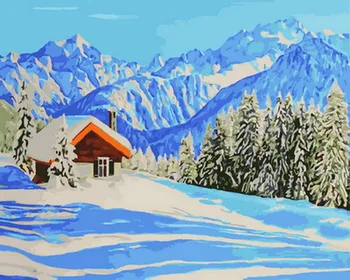 

Frameless diy paintings by numbers paint by number for home decor oil picture painting 5065cm snow mountain