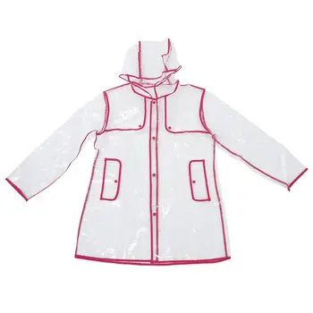 

LIXF FASHION WOMEN'S TRANSPARENT EVA RAINCOAT OUTDOOR TRAVEL WATERPROOF RAIN COAT rose red 100cm
