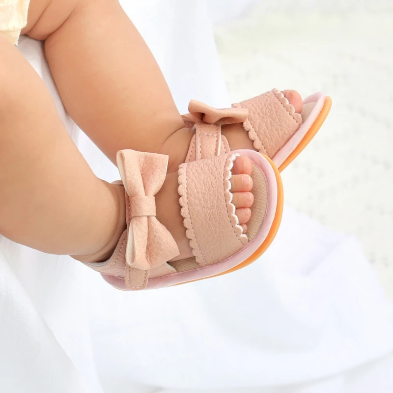 Sandalias antideslizantes con lazo para bebés, zapatos de fondo suave para primeros pasos, de princesa, para verano