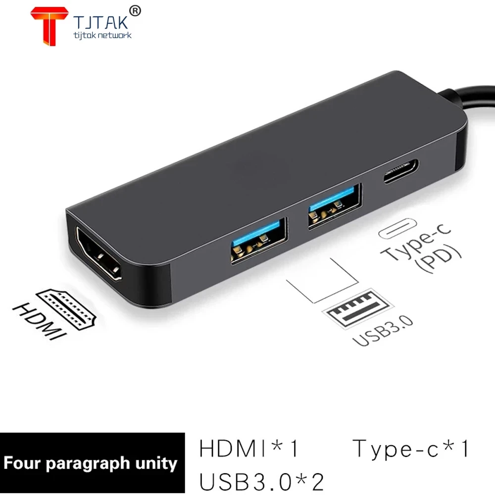 Thunderbolt 2 3 4 In1 USB-C Para HDMI адаптер 2X USB3.0 Тип C PD концентратор для Huawei P20 Pro Samsung DEX galaxy s9 |