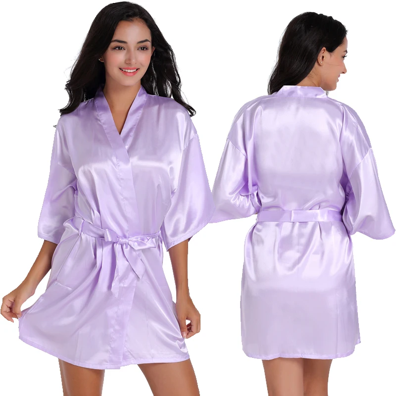 Lavender back name Индивидуальный Логотип Weddin Дата имя искусственный шелк кимоно халат для женщин Свадебные невесты халаты девичник свадебная одежда - Цвет: Lavender back name