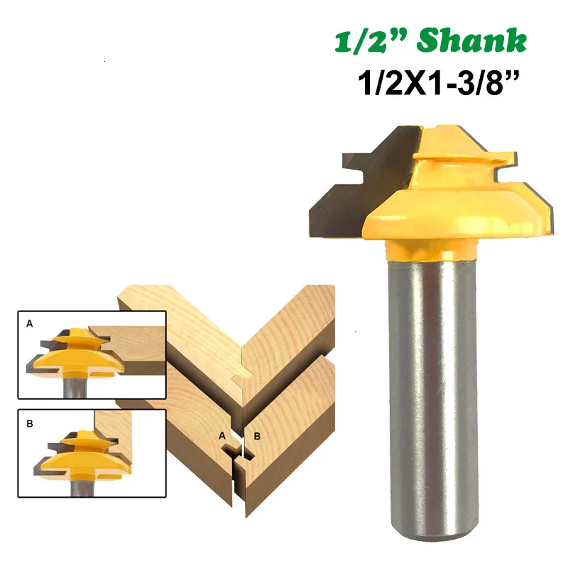 

12MM 1/2" Shank Milling Cutter Woodwork 45 Degree Lock Miter Router Bit Stock Medium Miter Milling Bit Wood Carving Tenon 03042