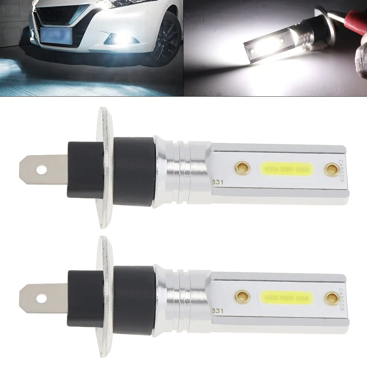 

2pcs 12V H1 COB SMD LED Car Fog Light 1200LM 6500K-7500K White Car Driving Running Fog Lamp Auto Light Bulbs