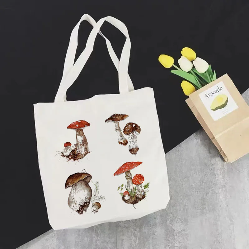 Bags Canvas-Bag Mushroom Harajuku Vintage Gothic Women Funny Large-Capacity Cartoon