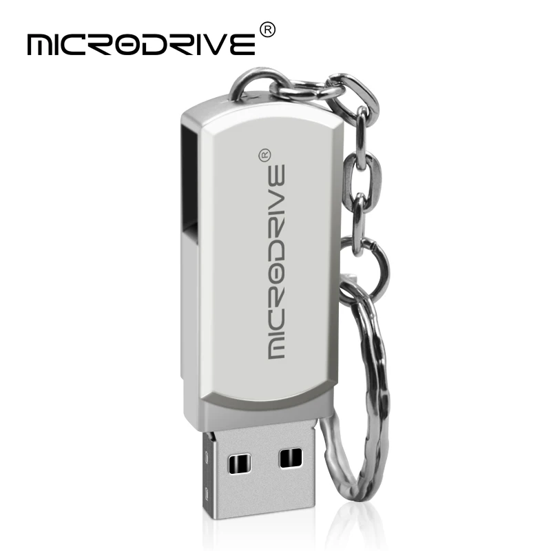Серебристый Горячая Металлическая вращающаяся usb-флешка 4 ГБ 8 ГБ 16 ГБ 32 ГБ 64 Гб 128 ГБ серебро/золото/черный карта памяти Флешка usb 2,0 U диск - Цвет: Серебристый