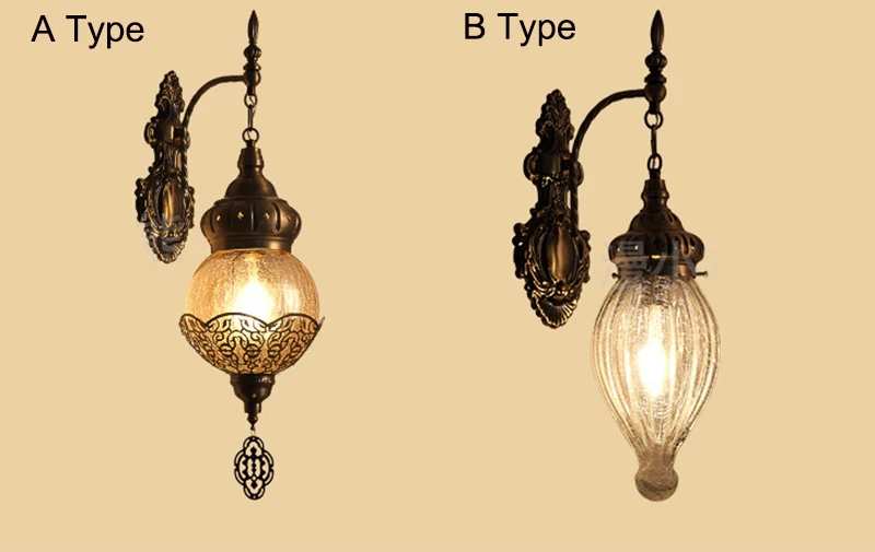 Turco arte decoração gelo-rachado lâmpada de parede