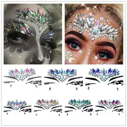 New Temporary Tattoo Face Jewelry Gems Rhinestone Decoration Party Makeup Body Shining Festival Flash Tattoos Body Art Stickers