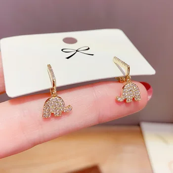 

S925 Silver Needle Rhinestone Micro Pave Elephant Earrings Women's Simple Fresh and Sweet Non-mainstream Students Women's Ear St