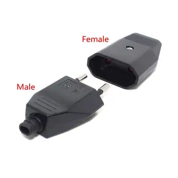 

Black White 2.5A Korea Russia Germany EU Assemble Wiring Plug Power Cable Connector Female Male 2Pole Electrical Socket Plug