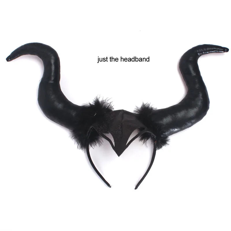 only the horn Maleficent/черное платье-пачка с роскошными рогами и крыльями; нарядное платье для девочек; Детский костюм ведьмы для косплея на Хэллоуин - Цвет: only the horn