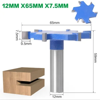 

6-Edge T-Type 12mm 1/2 Shank Milling Cutter Woodwork Grooving Tool Router Bit Durable And Practical