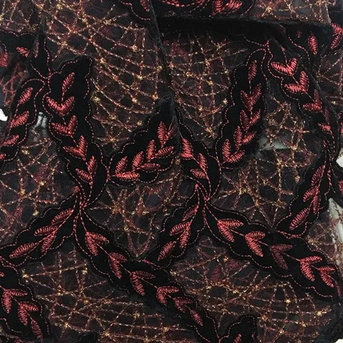 burgundy black Высокое качество африканская DIY цветочная кружевная ткань нигерийские вышитые кружева ткань французская швейцарская вуаль кружевная ткань для свадебной вечеринки - Цвет: burgundy black