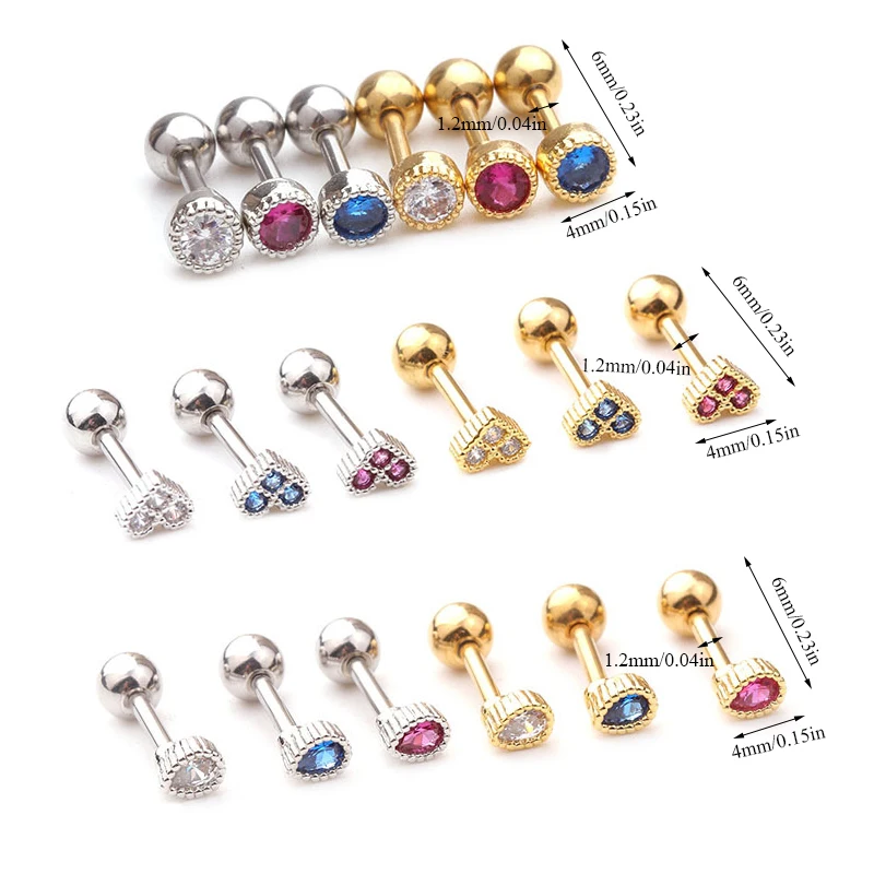 Новые круглые серьги из нержавеющей стали, пирсинг спираль в форме сердца, маленькие серьги, Надеваемые На ушной хрящ, крошечные гвоздик для Козелка, пирсинг, ювелирные изделия для женщин