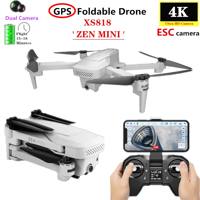 Квадрокоптер ZEN MINI складной 5G Wi Fi FPV 4K ESC HD камера GPS VS XS812 S167 Квадрокоптер
