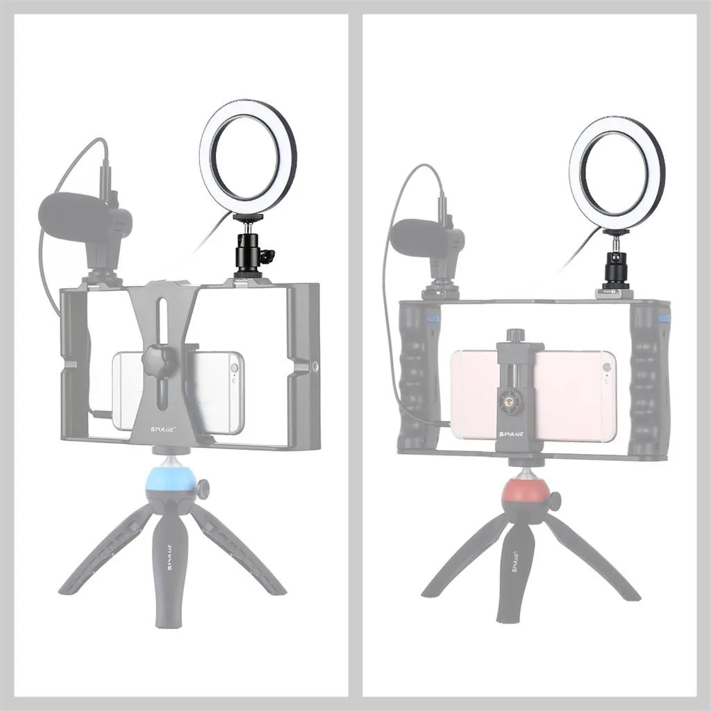 PULUZ светодиодный кольцевой светильник с регулируемой яркостью hotographia Vlogging, usb-разъем для фото-видео, светодиодный светильник, штатив для макияжа
