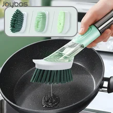 JOYBOS – brosse de cuisine à manche Long, brosse de nettoyage pour enlever l'huile, ne fait pas mal à la marmite et à la main, éponge de lavage de la vaisselle KKR10