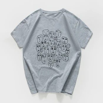 

many faces funny T Shirt women Breathable cotton summer cool hip hop Hipster female streetwear Tee shirt homme harajuku tops tee
