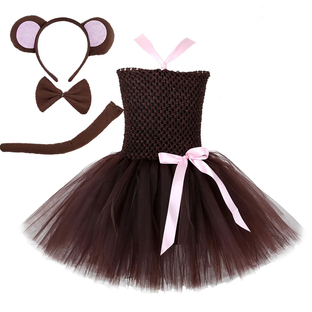 

Baby Girls Monkey Tutu Dress for Kids Animal Cosplay Costumes for Halloween Party Children Birthday Dresses Toddler Outfit 1-14Y