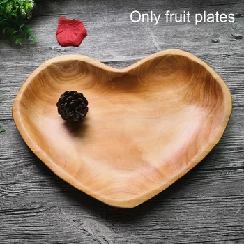 

Craft Root Carving Tableware Dining Room Holder Natural Wooden Heart Shape Fruit Storage Plate Snack Dish Breakfast Tray Bar