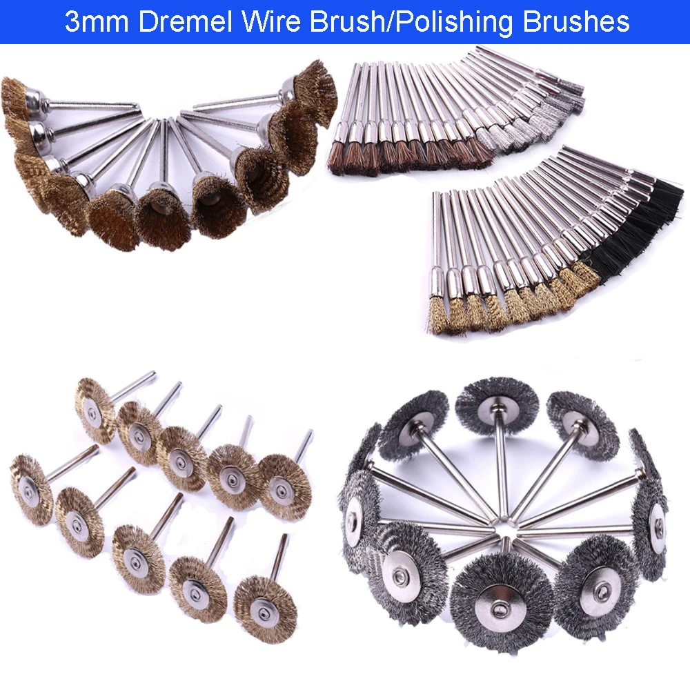 Dremel Аксессуары 3 мм Концевая фреза из латуни/Сталь/нейлон/конского волоса щетки
