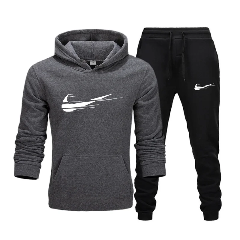 Chándal deportivo con capucha para hombre, conjunto de 2 piezas, Sudadera con capucha y pantalones de chándal