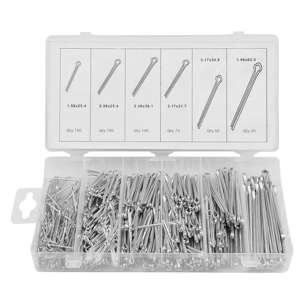 Cotter Pins 555 assorted castellated Nut Pins in a resealable case Split Pins 