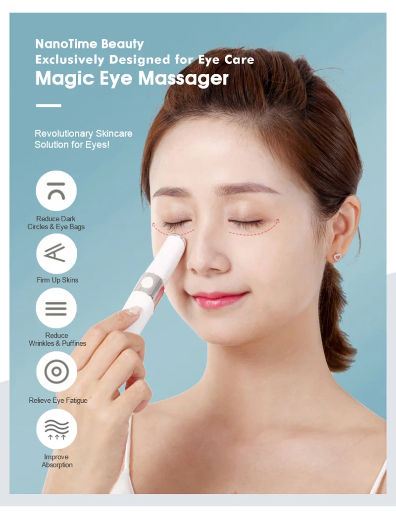 Nanotime Eyemagic beauty, ручка против морщин, мини устройство для массажа глаз, электрическая вибрация лица, волшебная палочка для ухода за кожей, инструмент для красоты