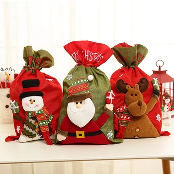 

Hot Fashion Merry Christmas Large Santa Sack Presents Bag Christmas Tree Candy Bag Wine Stocking Bottle Gift Bag Xmas Decoration