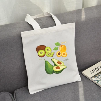 

Cute Avocado Print Reusable Shopping Bag Women Canvas Tote Bags Printing Eco Bag Cartoon Shoulder Bags Shopper christmas gift