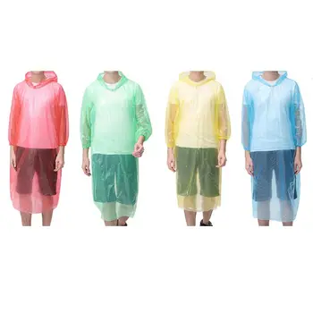 

10 PCS Disposable Rain Emergency Waterproof Raincoat Hooded For Camping Hiking