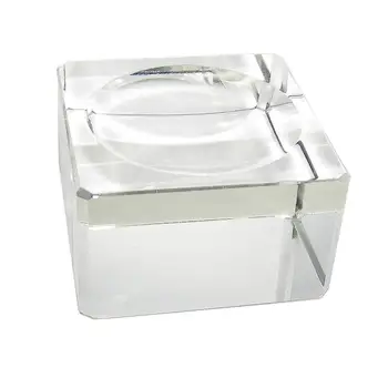 

1X Clear Crystal Square Block Sphere Rocks Base Stand Display Stone Decor Holder T8Z7