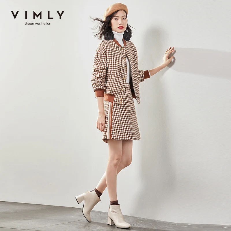 Комплект из двух предметов Vimly женская короткая клетчатая куртка на молнии осень