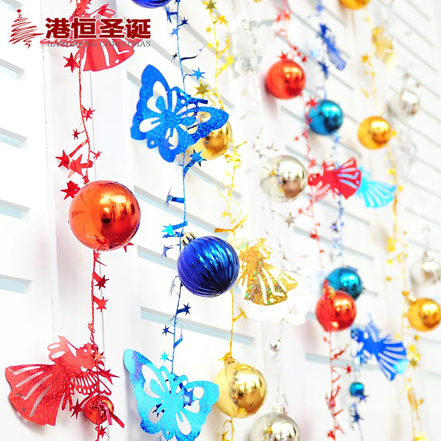 

Decoration 200cm snowflake Christmas ball hanging string Christmas arrangement hanging string bell chain string