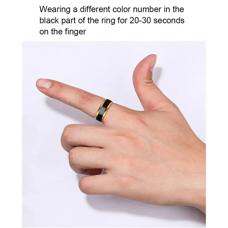 Waterproof Temperature Sense Ring Bracelet Intelligent Smart Ring Finger Wear Changing Color Temperature Ring Size 9-13