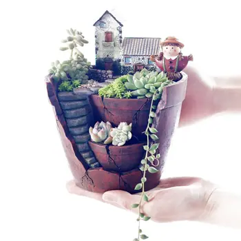 

Fancy Resin Succulent Planter Flower Bonsai Pot Garden Herb Trough Box Basket