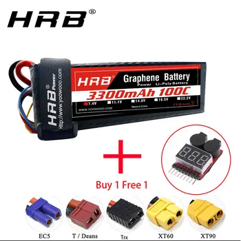 

HRB 2S 7.4V Lipo Battery 3300mah Graphene 100C with Deans Plug for RC Evader Boat Car Truck Truggy Buggy Tanks Helicopter
