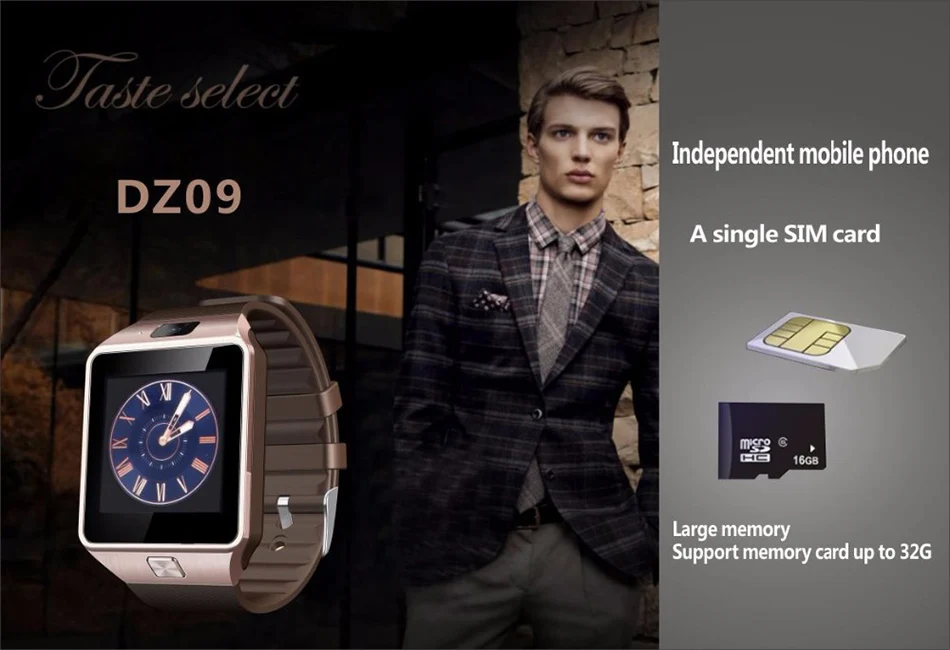 Дизайн, электронные умные спортивные золотые умные наручные часы DZ09, шагомер для женщин и мужчин, унисекс, умные часы для мужчин