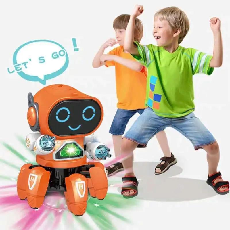 Music colorful light lighting smart pet cartoon six-claw robot dancing creative vibrating explosions puzzle children's toys