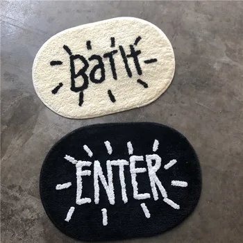 

Dropship Black and white letters Enter Bath Indoor Absorbs Doormat Non Slip Door Mat for Front Door Inside Floor Entrance Rug
