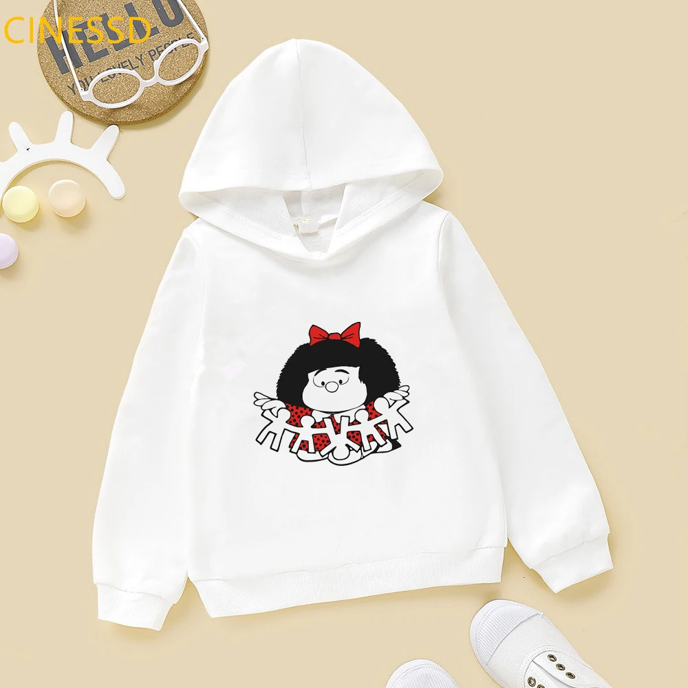 Mafalda Hoodie Children Harajuku Cute Funny Sweatshirt Winter 2020 Fashion Girls Clothes Unisex Tops Kids Teen Streetwear Fleece