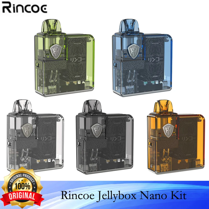 

Новое поступление, оригинальный мод Rincoe Jellybox Nano Pod, 30 Вт, Аккумулятор 1000 мАч, картридж 2,8 мл, сетчатая катушка, электронные сигареты, вейп