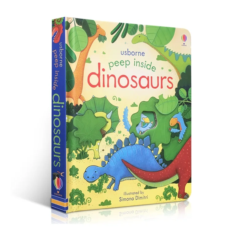 Оригинальная образовательная картина Картонные Книги Usborne Peep Inside динозавры для