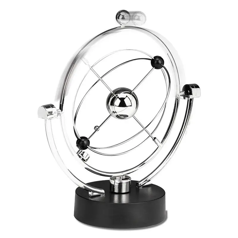 Perpetual Motion Desk Sculpture Toy- Kinetic Art Galaxy Planet Balance Mobile- Magnetic Executive Office Home Decor Tabletop T