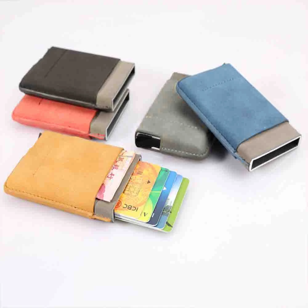 Mobile Phone Credit Card With Elasticity Back Pouch ID Credit Card Holder Mini Slim Wallet Automatic Pop Up Bank Card Case 826