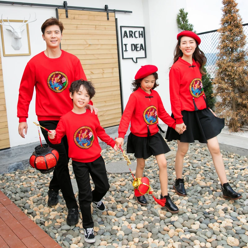 

2020 New Style Parent-Child Matching Outfit Autumn and Winter Tang Suit Family Dress Mother & Daughter plus Velvet Hanfu Suit